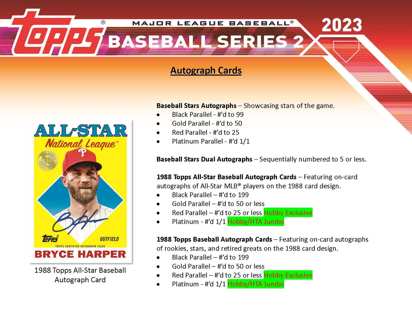 2023 Topps Baseball Series 2 Jumbo HTA Card Box with product information