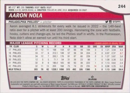 2023 Topps Big League Aaron Nola baseball card Phillies NM-MT Topps Big