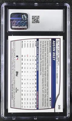 Graded 2023 Topps Big League Austin Riley Blue Foil Baseball Card CGC 9