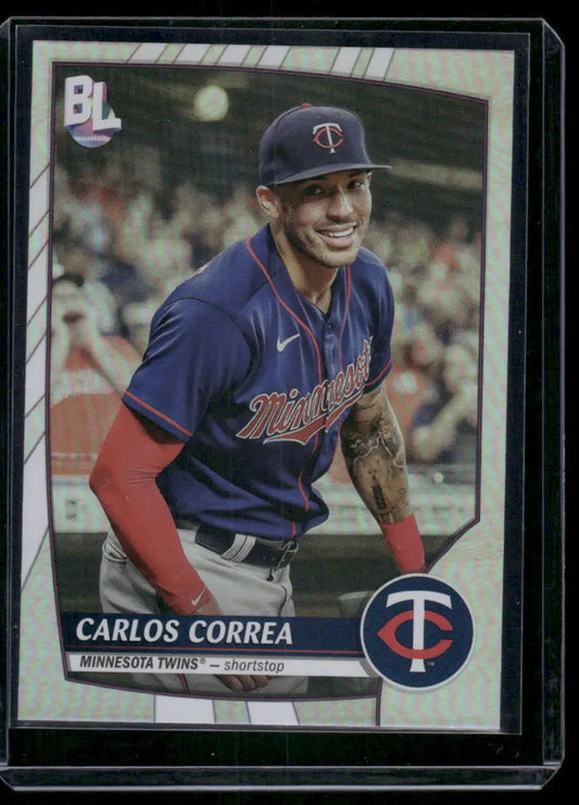 Baseball trading card of Carlos Correa in Minnesota Twins uniform from 2023 Topps Big League