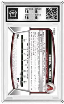 Graded baseball card of Corbin Carroll from 2023 Topps Bowman Chrome National VIP series