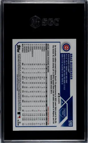 Graded baseball card of 2023 Topps Brad Boxberger #590 Gold 345/2023 SGC 9.5