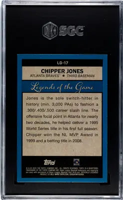 Graded Chipper Jones baseball card from 2023 Topps Chipper Jones Legends Of The Game series