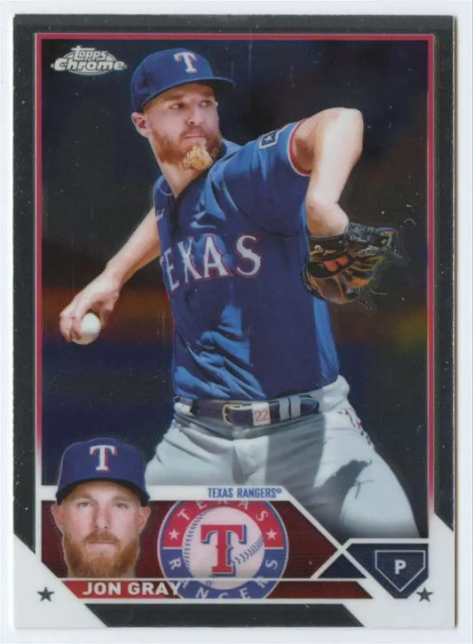 Jon Gray Texas Rangers baseball card from 2023 Topps Chrome #127 in NM-MT condition