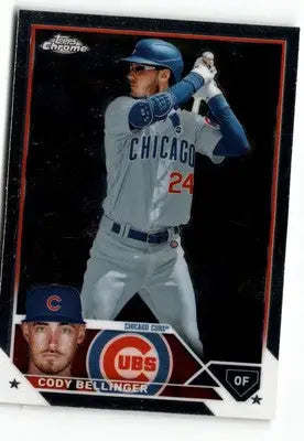 2023 Topps Chrome Cody Bellinger baseball card featuring Chicago Cubs player