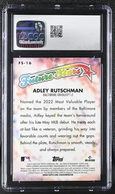 Chrome Adley Rutschman baseball card from 2023 Topps Chrome Future Stars CGC 10