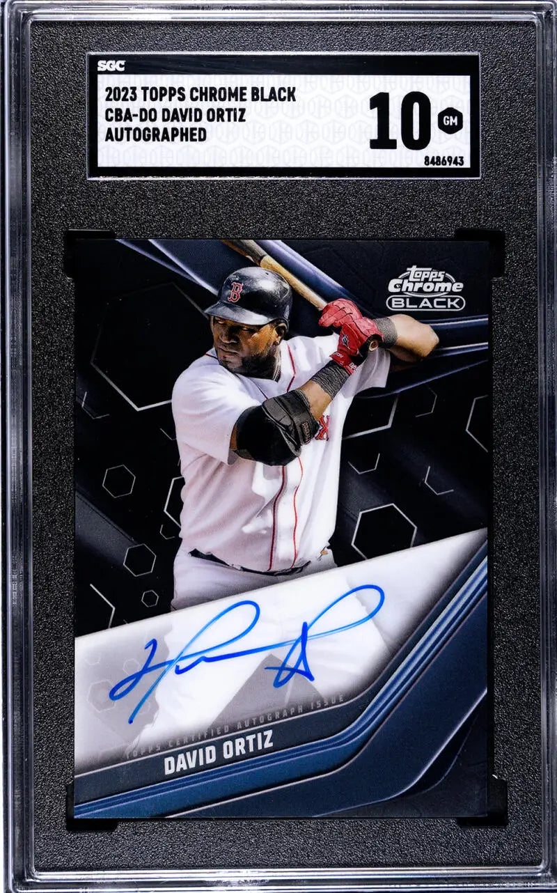 Graded David Ortiz autographed Boston Red Sox baseball card from Topps Chrome Black 2023