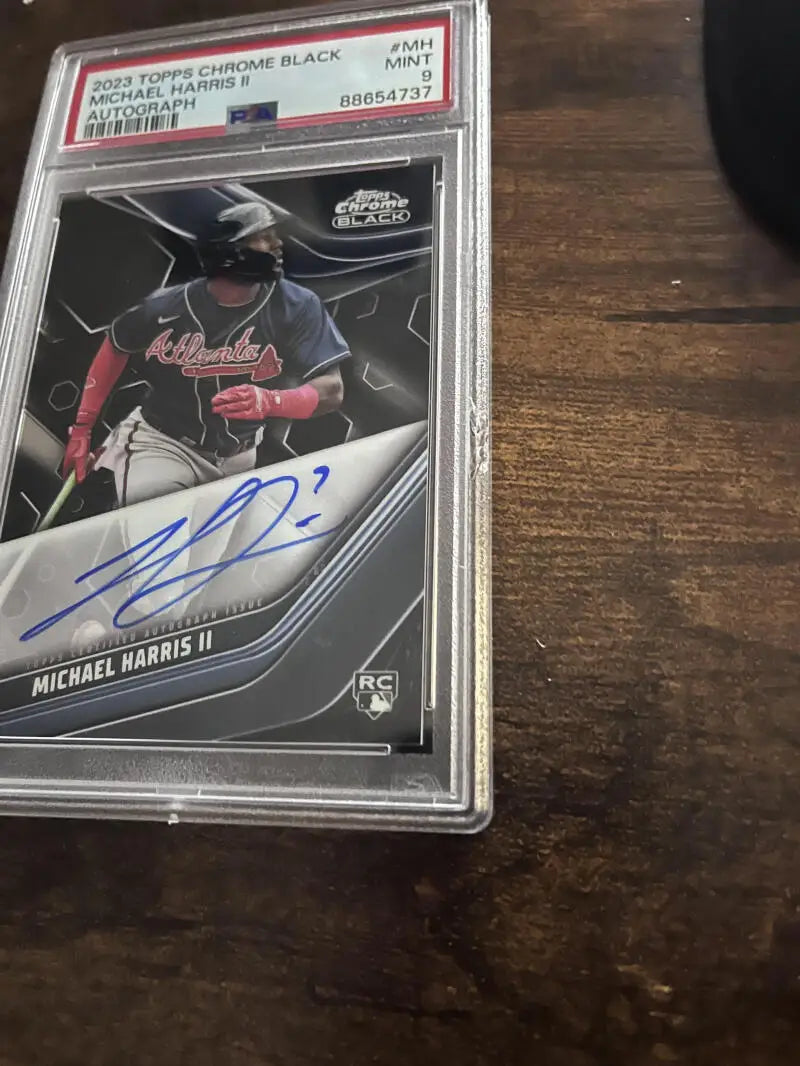 PSA 9 MINT Michael Harris Atlanta Braves autographed rookie Topps Chrome Black card
