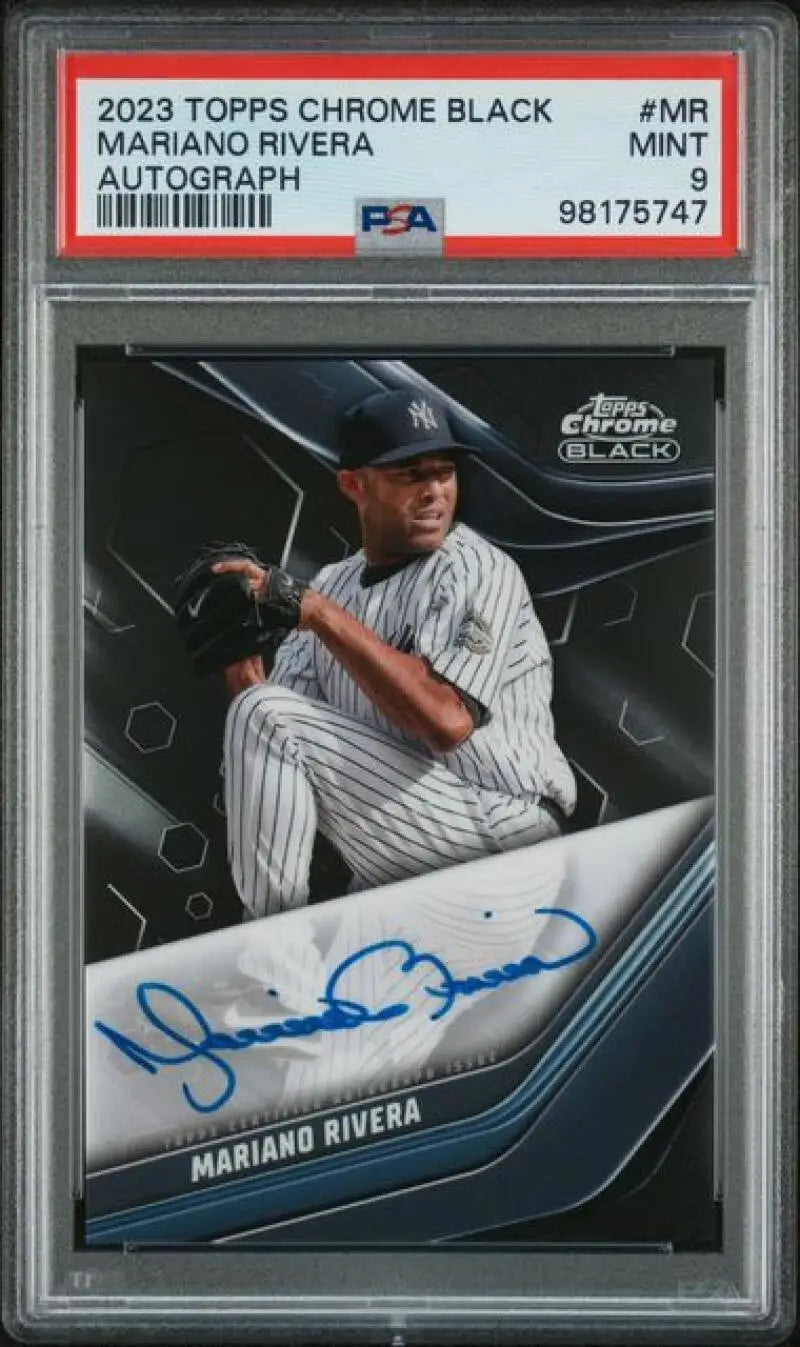 PSA-graded 2023 Topps Chrome Black autographed Mariano Rivera Yankees baseball card