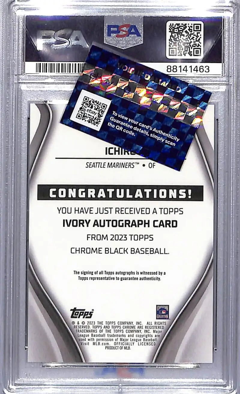 Graded Ichiro Topps Chrome Black Ivory Red Trim autograph card PSA 10 GEM MINT