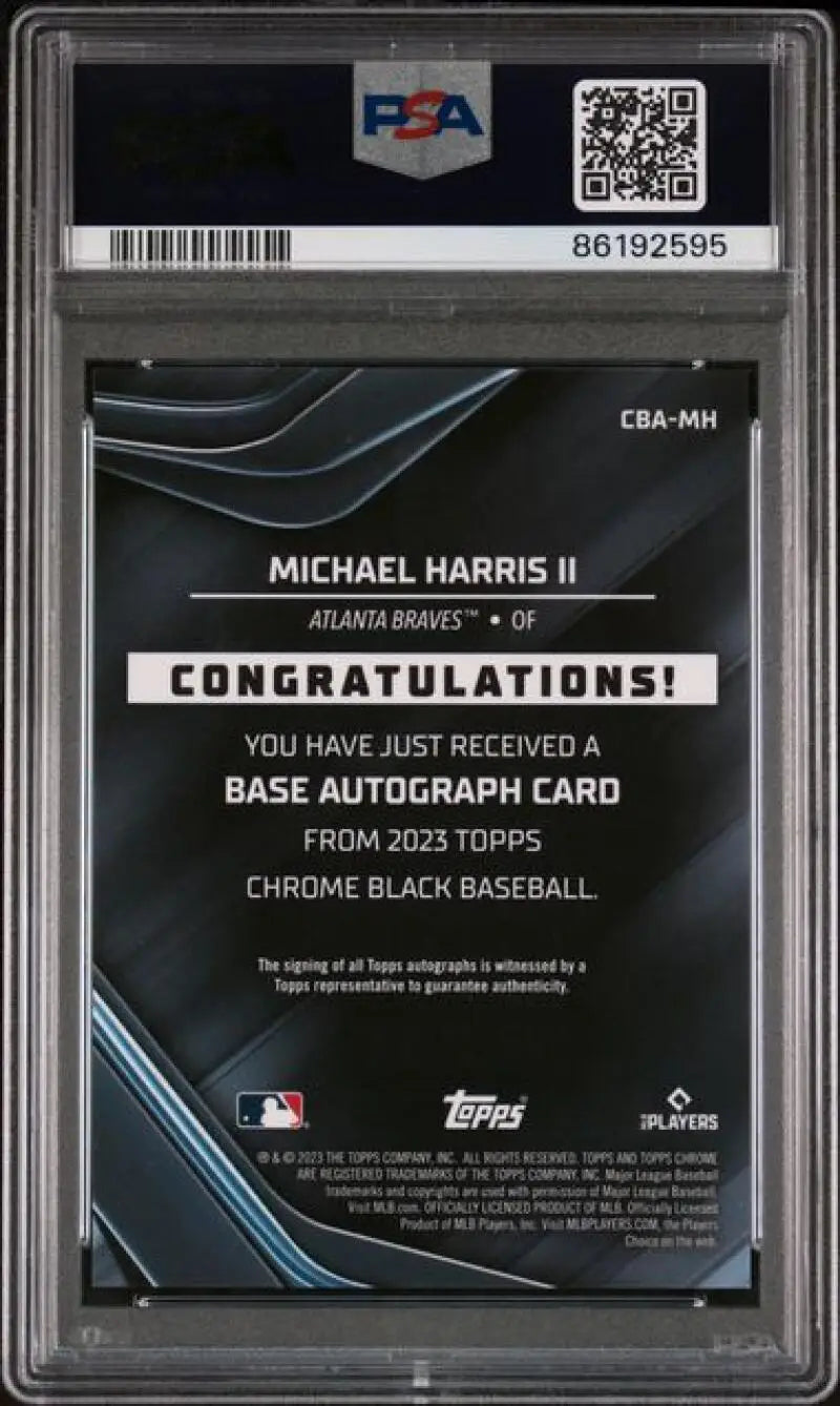 PSA 10 GEM MINT 2023 Topps Chrome Black Auto Baseball Card Michael Harris Atlanta Braves