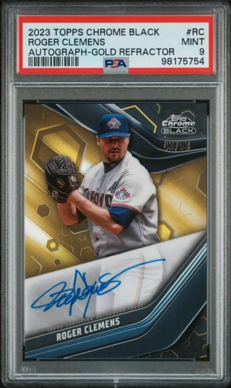 PSA-graded 2023 Topps Chrome Black Refractor Gold Roger Clemens Auto for Toronto Blue Jays