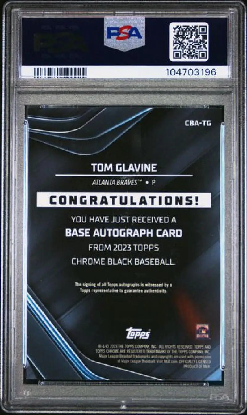 Graded Tom Glavine Atlanta Braves Black Refractor Gold Baseball Card PSA 9 MINT Auto