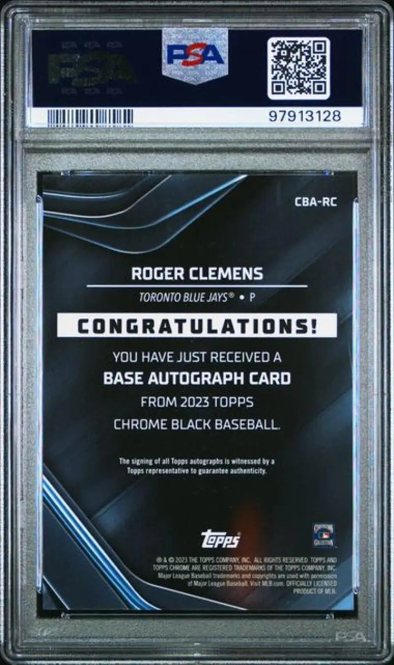 PSA-graded 2021 Topps Chrome Black Refractor Gold Mini-Diamond Roger Clemens GEM MINT Auto