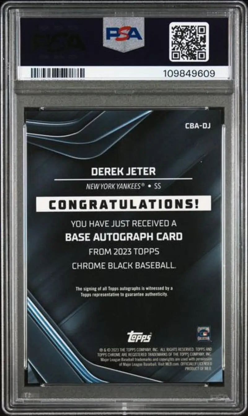 Graded Derek Jeter 2023 Topps Chrome Black Refractor baseball card PSA 9 Mint