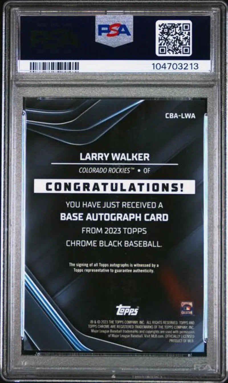 Graded Larry Walker 2023 Topps Chrome Black Refractor Orange baseball card PSA 9 MINT