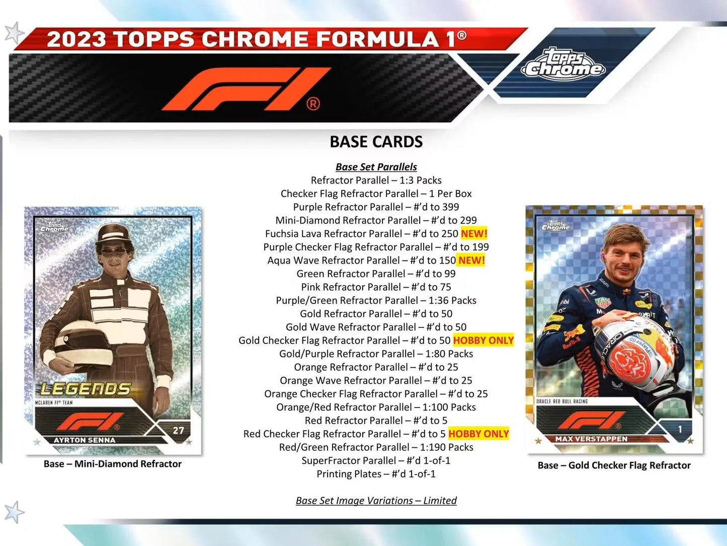 2023 Topps Chrome F1 Formula 1 Racing Hobby Box with red refractor parallel trading card