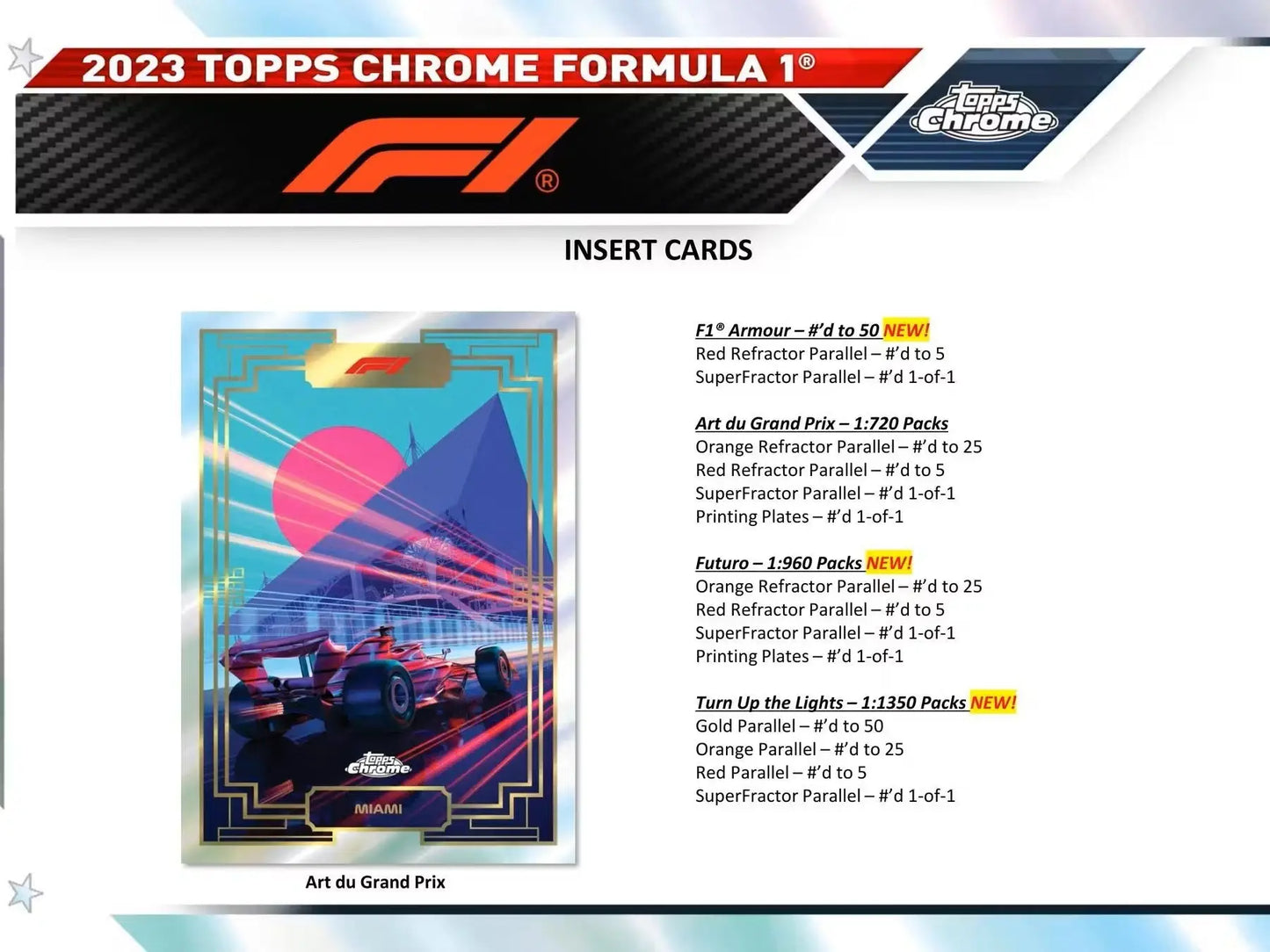 2023 Topps Chrome F1 Formula 1 Racing Hobby Box with Red Refractor Parallel Trading Card