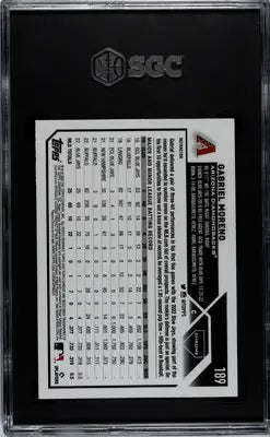 Graded Gabriel Moreno baseball card from 2023 Topps Chrome Gabriel Moreno Refractor SGC 10