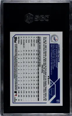 Graded James Outman Los Angeles Dodgers chrome James Outman baseball card 2023 Topps Chrome