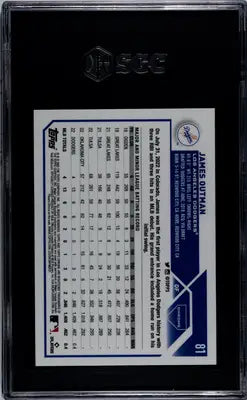 Graded 2023 Topps Chrome James Outman Purple Speck Refractor card SGC 10