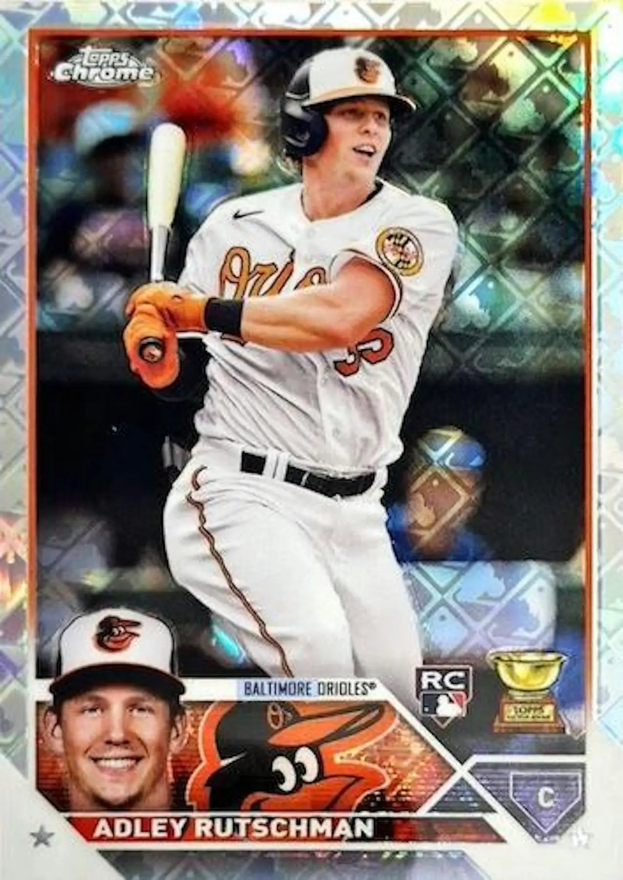 Adley Rutschman baseball card in 2023 Topps Chrome Logofractor Baseball Box