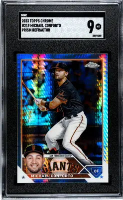 Graded 2023 Topps Chrome Michael Conforto Prism Refractor Baseball Card SGC 9