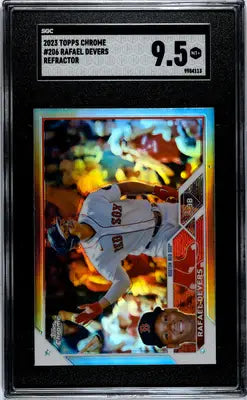 2023 Topps Chrome Rafael Devers Refractor baseball card with SGC 9.5 grade