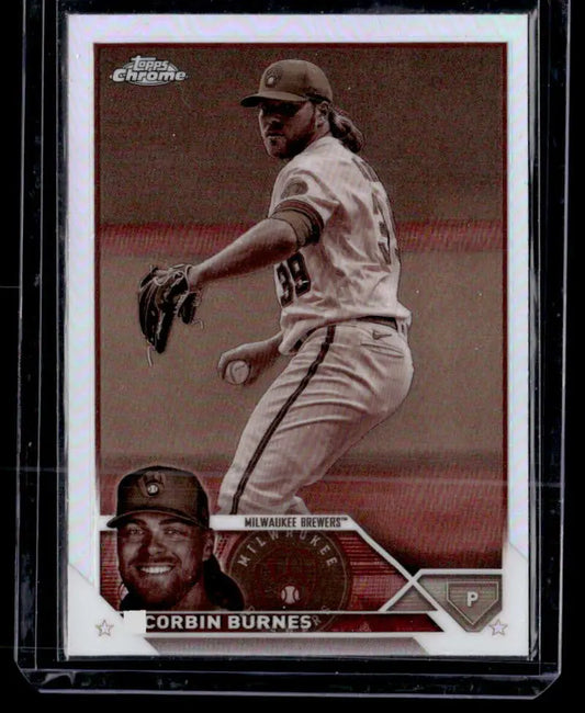 Milwaukee Brewers Corbin Burnes 2023 Topps Chrome Refractor Negative baseball card