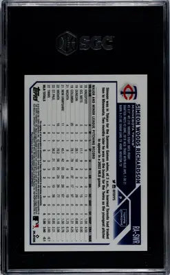 Baseball trading card of Simeon Woods Richardson in SGC slab from Topps Chrome Simeon