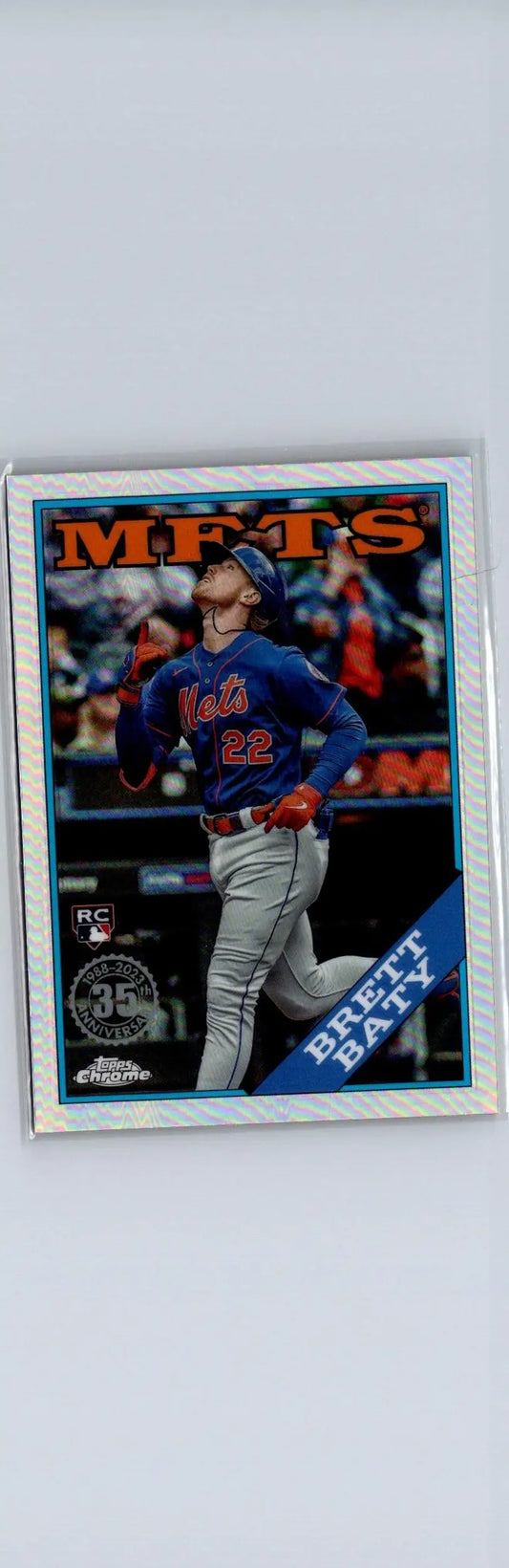 Brett Baty baseball card from 2023 Topps Chrome Update Baseball 35th Anniversary series