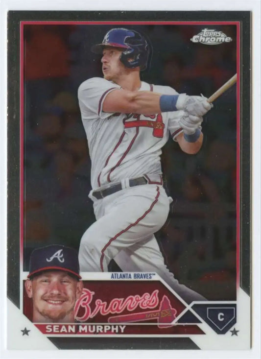 Sean Murphy Atlanta Braves player at bat on 2023 Topps Chrome Update baseball card