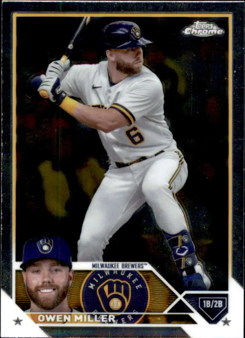 Milwaukee Brewers Owen Miller batting on 2023 Topps Chrome Update baseball card