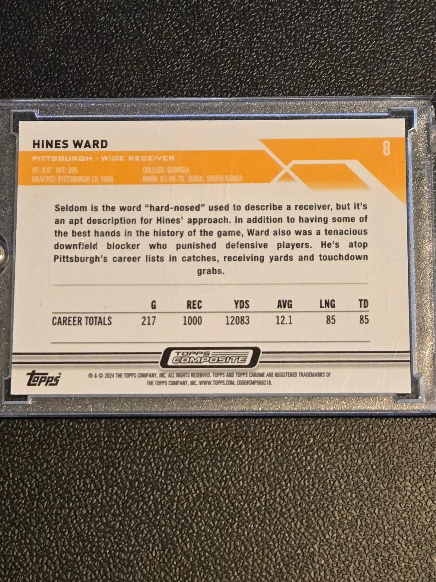 Hines Ward football card from 2023 Topps Composite Topps Chrome Green Sonar Refractor