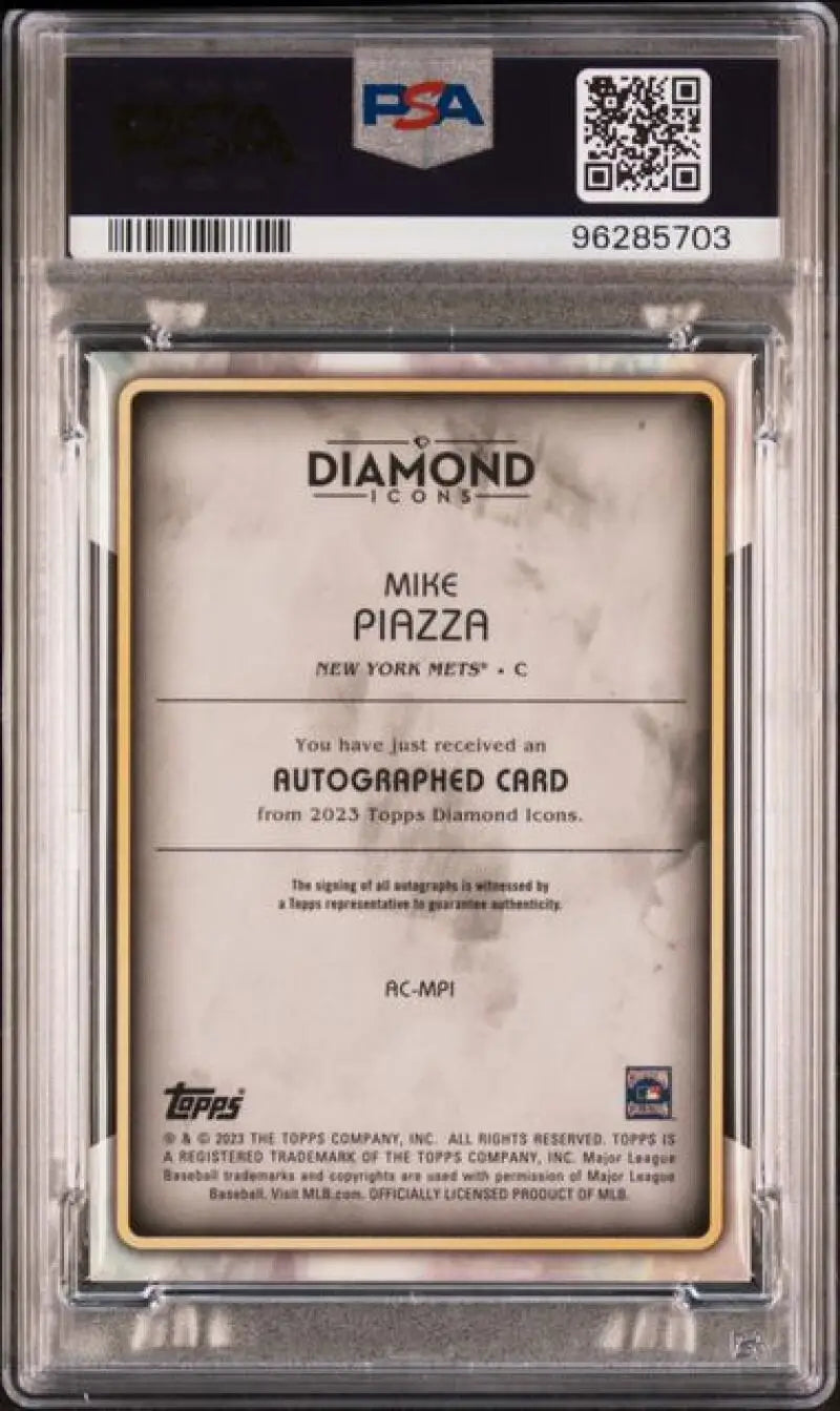 PSA-graded 2023 Topps Diamond Icons Mike Piazza baseball card in protective holder