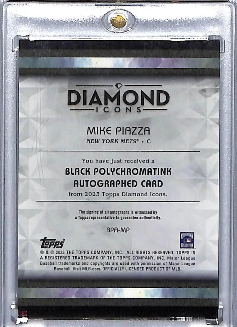 Mike Piazza autographed baseball card from 2023 Topps Diamond Icons series