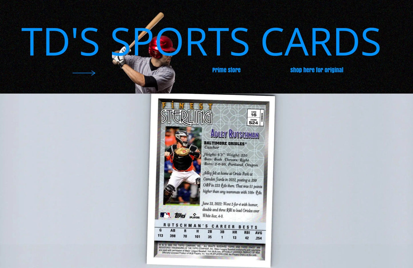 Adley Rutschman 2023 Topps Finest Flashbacks baseball card showcasing rare collectible design
