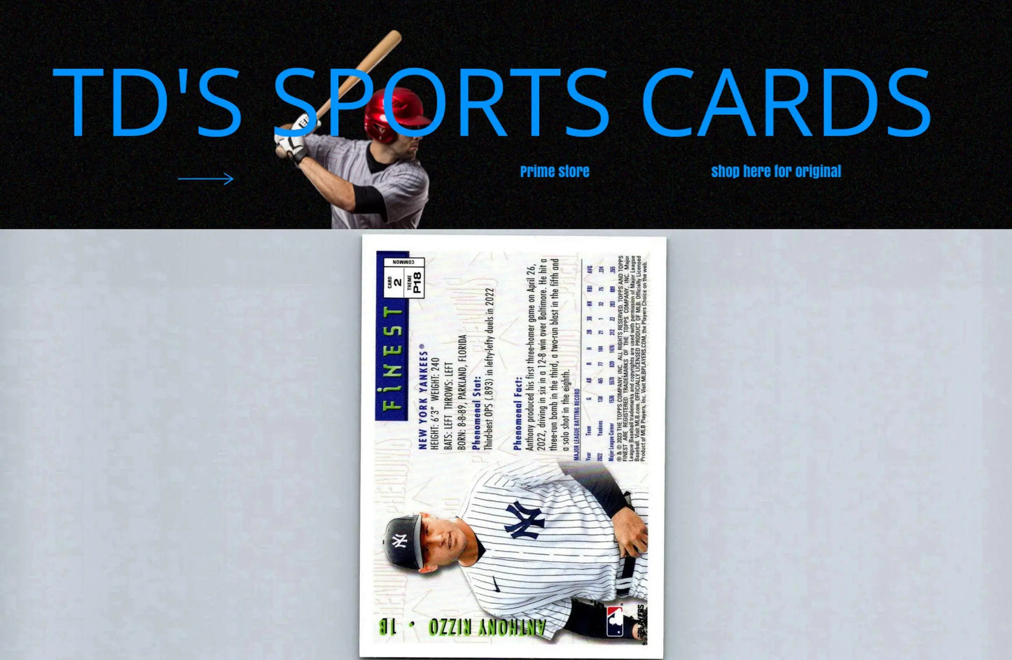 Anthony Rizzo baseball card from 2023 Topps Finest Flashbacks series #2