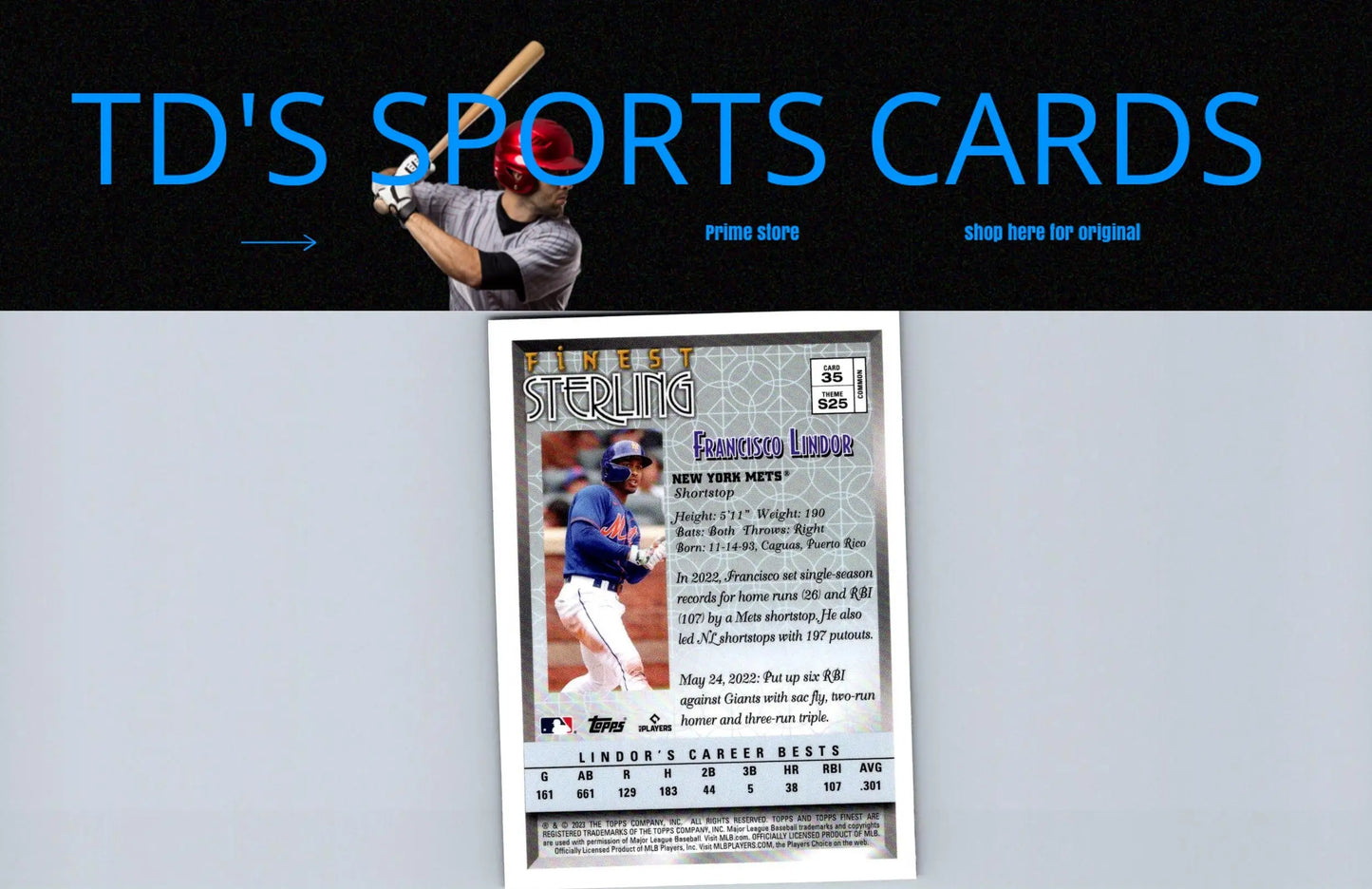 Francisco Lindor baseball card from Topps Finest Flashbacks #35 collectible series