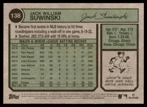 2023 Topps Heritage #138 Jack Suwinski NM-MT RC Rookie Pirates ID:73380 - Trading Cards