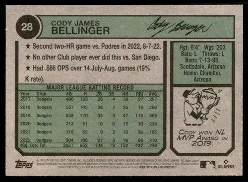 2023 Topps Heritage #28 Cody Bellinger NM-MT Cubs ID:73359 - Trading Cards