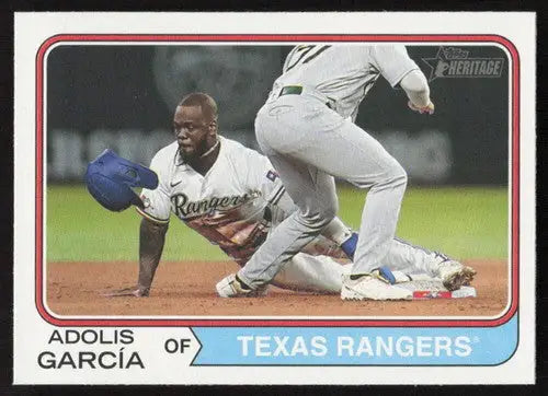 Original gloss of Adolis Garcia baseball card from 2023 Topps Heritage collection