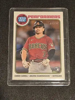 Corbin Carroll baseball card from 2023 Topps Heritage New Age Performers collection