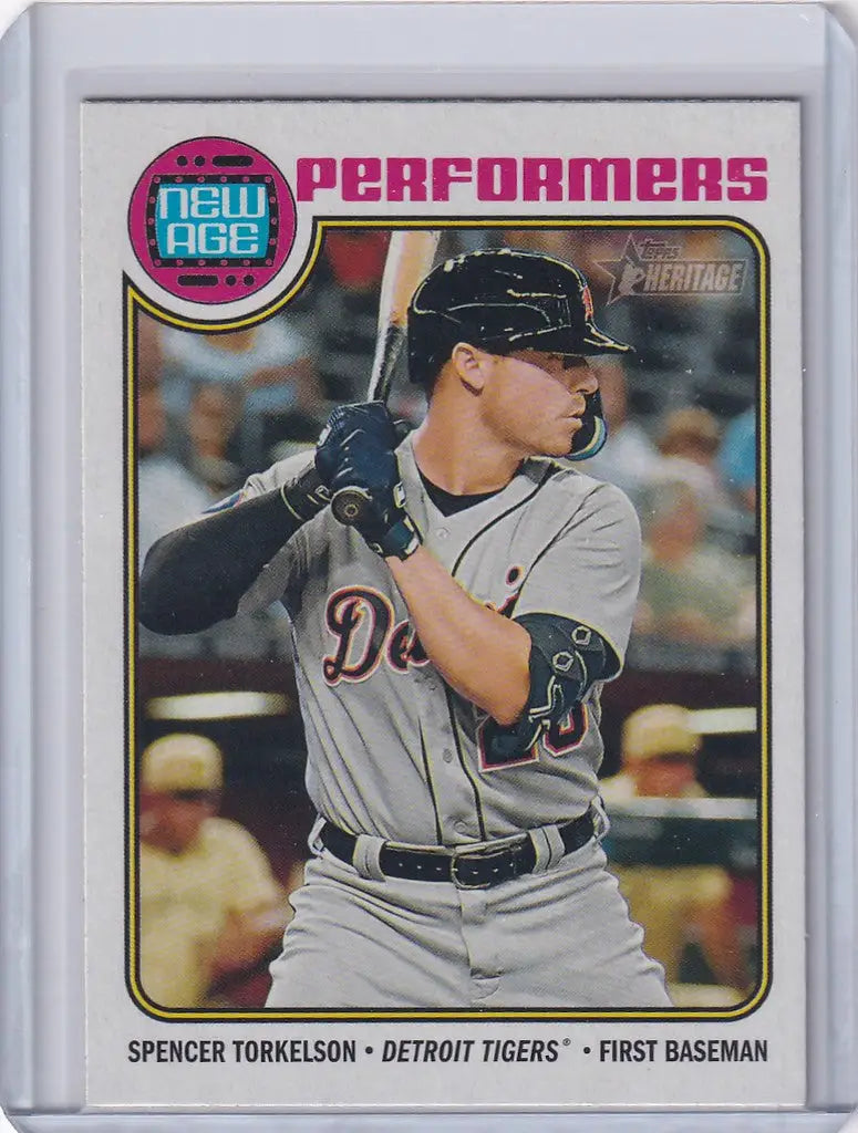 Baseball card of Spencer Torkelson Detroit Tigers from Topps Heritage series