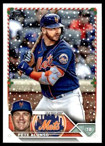 Original gloss 2023 Topps Holiday Pete Alonso baseball card NM Near Mint Mets