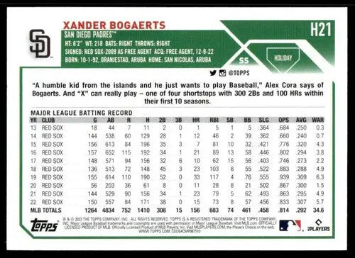 Original gloss 2023 Topps Holiday Xander Bogaerts baseball card NM Padres ID 65874