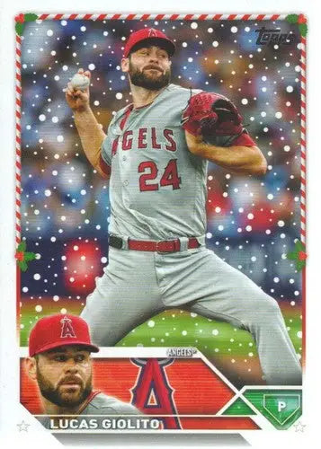 Original gloss 2023 Topps Holiday H74 Lucas Giolito baseball card near mint Angels