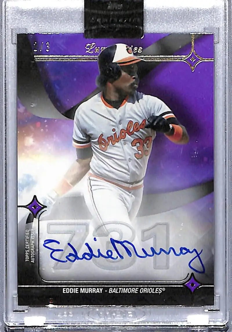 Eddie Murray Baltimore Orioles baseball card autographed in white uniform 2/3