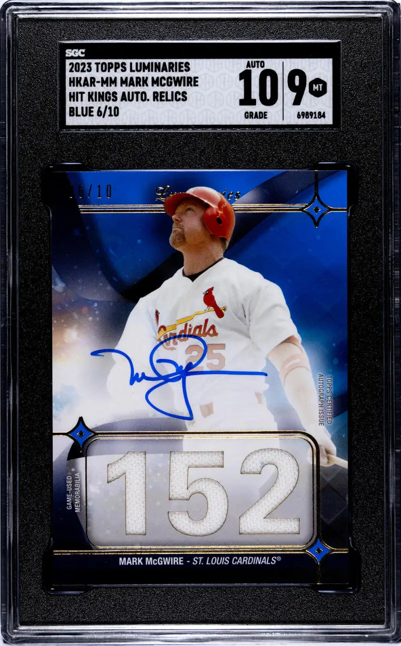 Graded 2023 Topps Luminaries Mark McGwire Baseball Card with Autograph and Number 152