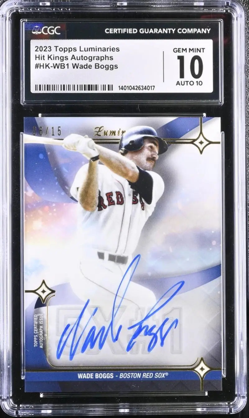 Graded 2023 Topps Luminaries Wade Boggs Autographed Baseball Card Boston Red Sox